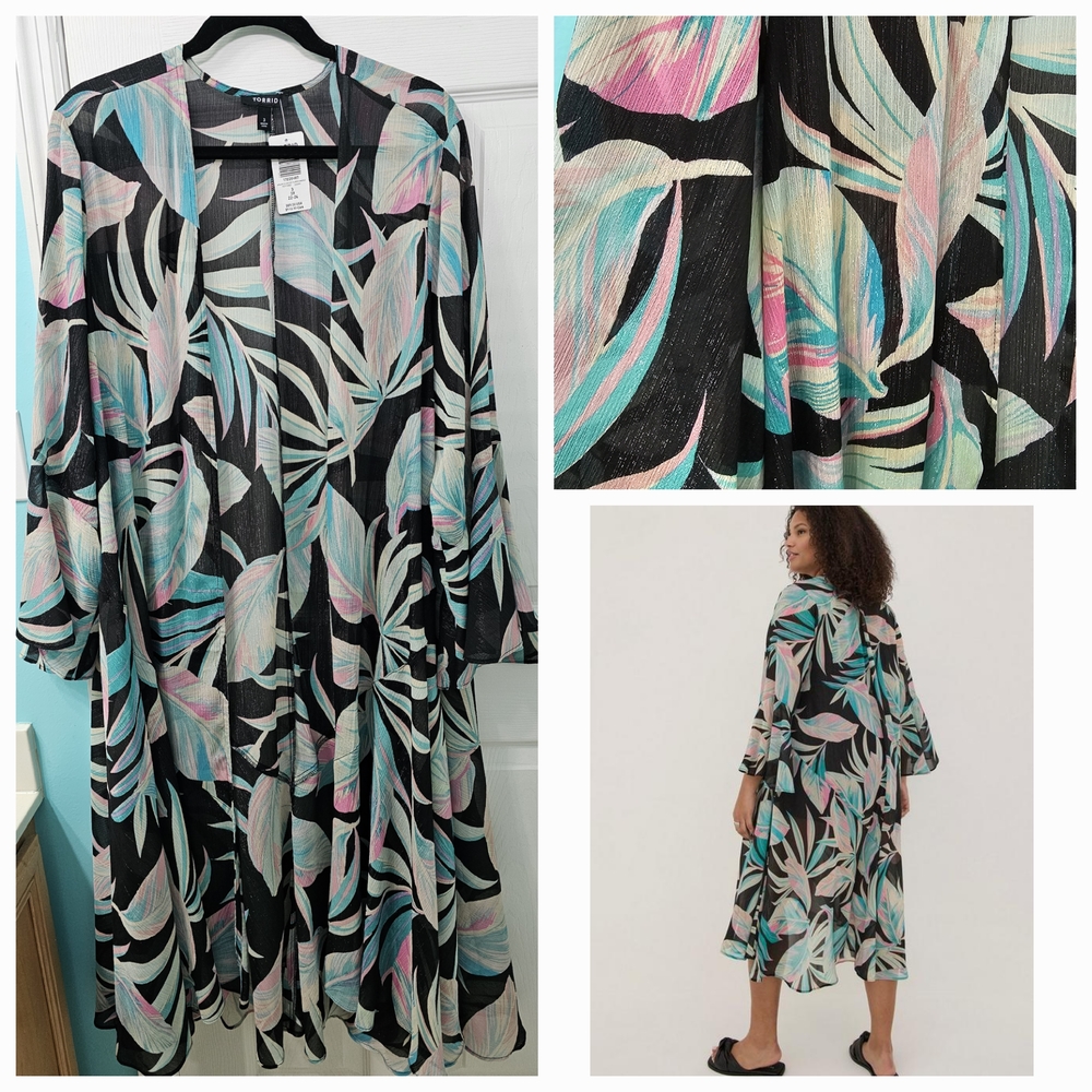 Torrid 3 Leaf Kimono Maxi Cover-up